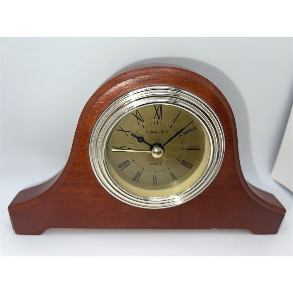 Vintage Micheal C. Fina Fifth Avenue Wood Desk Clock